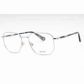 Police Men's Eyeglasses - Shiny Palladium Metal Geometric Full Rim Frame | VPLL67 0579