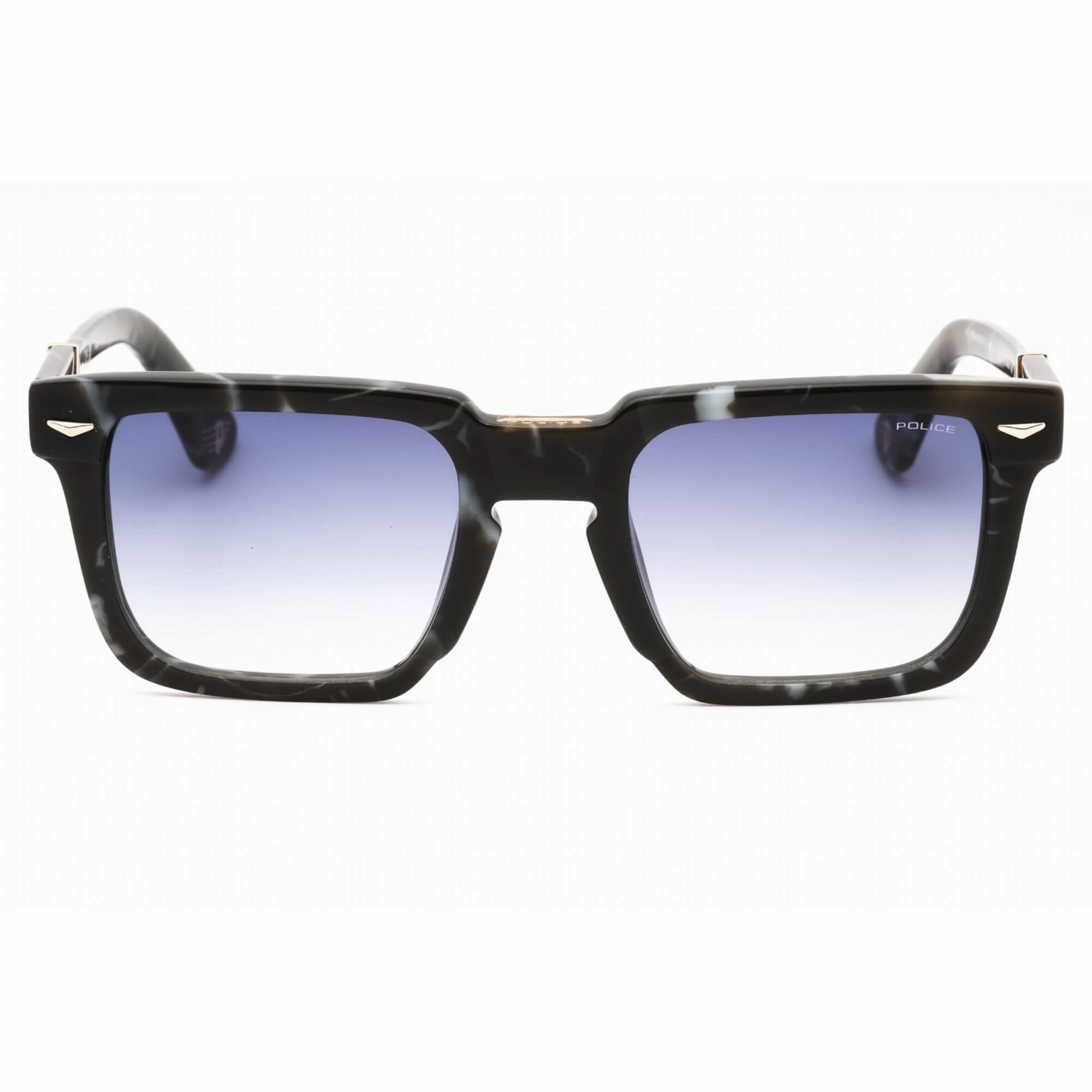 Police Men's Sunglasses - Black Marbled Acetate Square Full Rim Frame | SPLL88M 0869