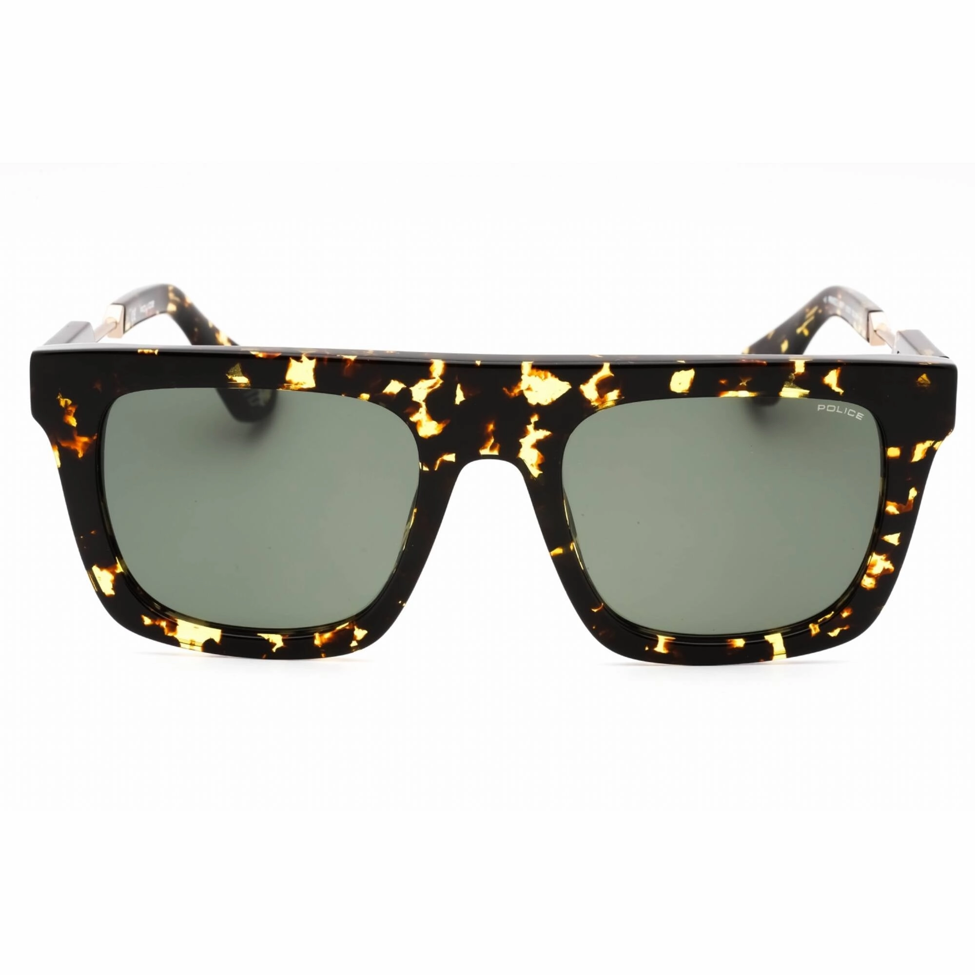 Police Men's Sunglasses - Shiny Blue Brown Havana Acetate Square Frame | SPLF71 781Y