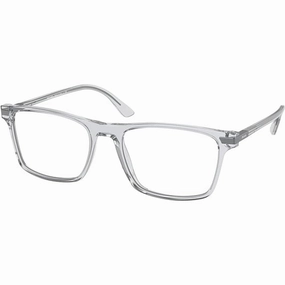 Prada Men's Eyeglasses - Grey Transparent Rectangular Frame | PRADA 0PR01WV U431O1