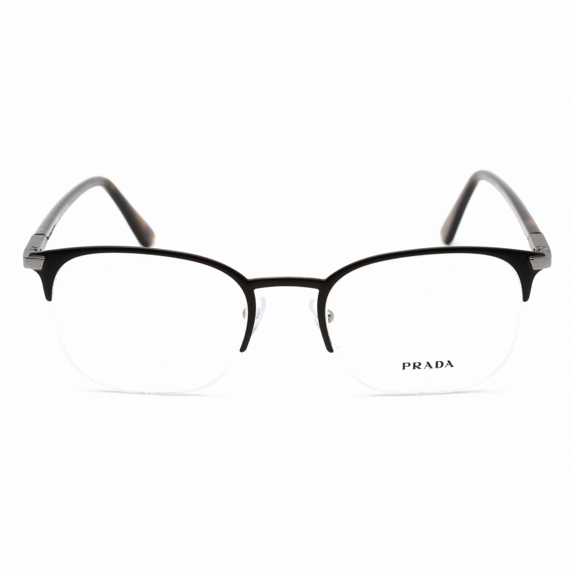 Prada Men's Eyeglasses - Matte Brown Metal Rectangular Shape Frame | 0PR 57YV 02Q1O1