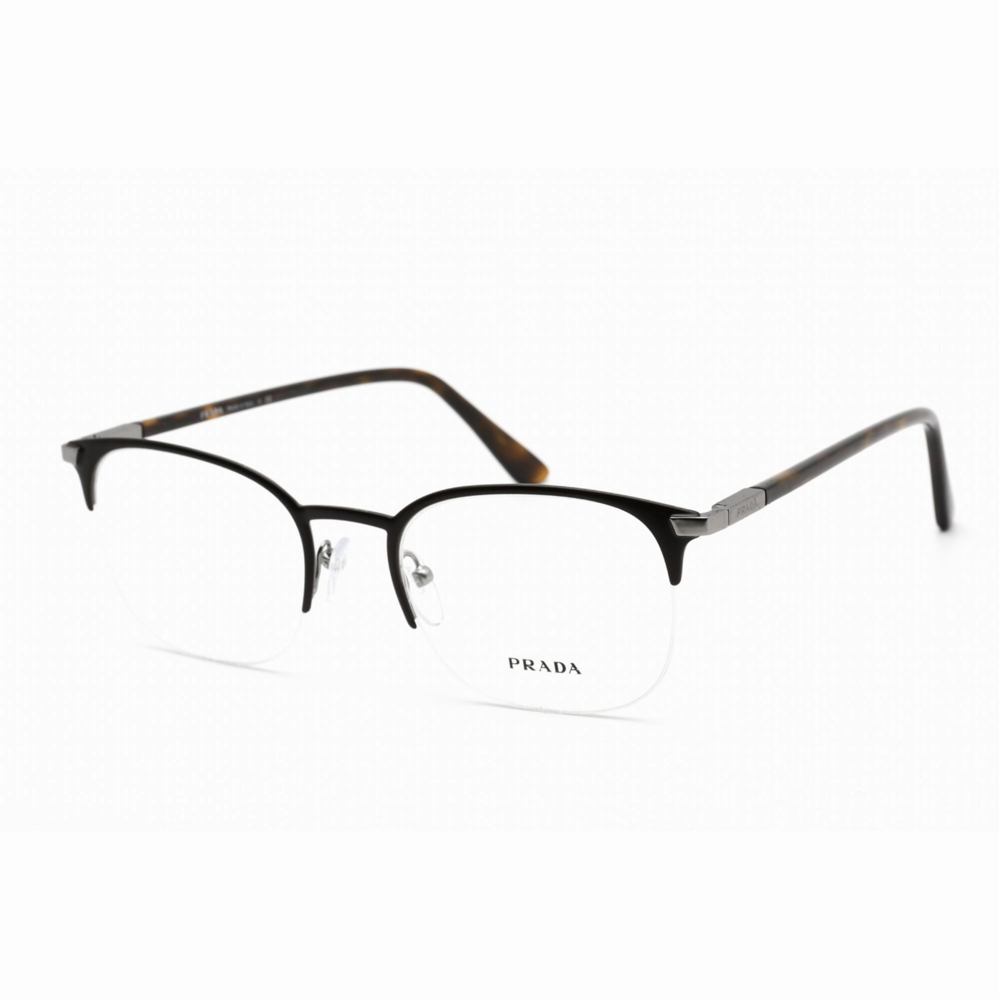 Prada Men's Eyeglasses - Matte Brown Metal Rectangular Shape Frame | 0PR 57YV 02Q1O1