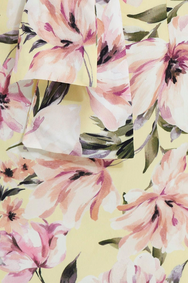 Print Print Puff Shoulder Tie Front Dres