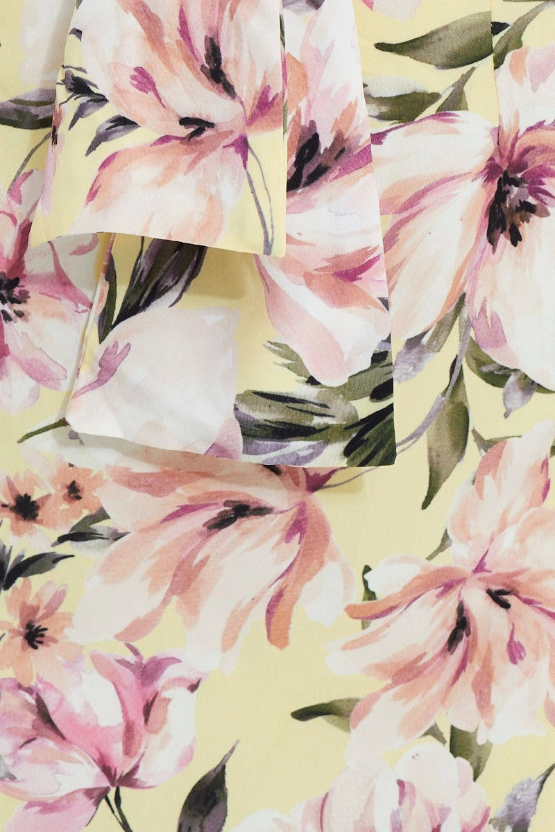 Print Print Puff Shoulder Tie Front Dres