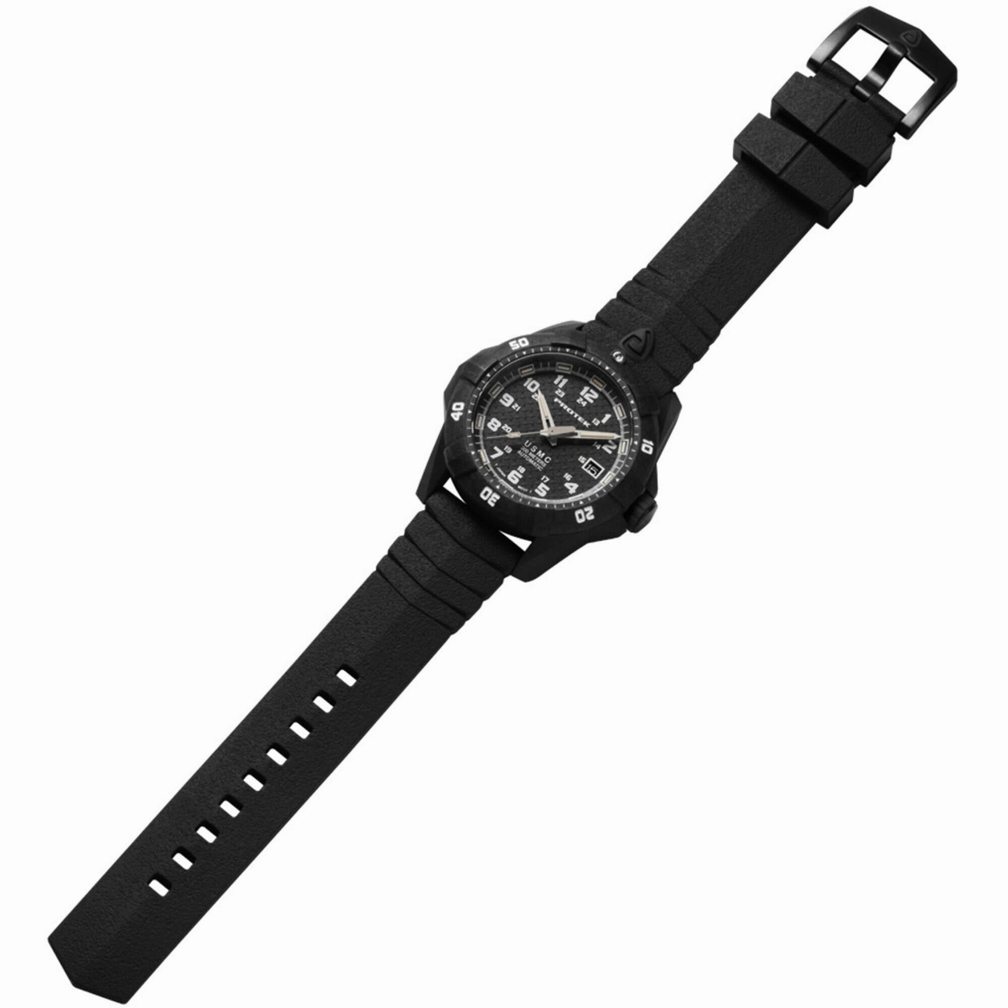 ProTek Men's Watch - USMC Series Automatic Black Dial Genuine Rubber Strap | 1211