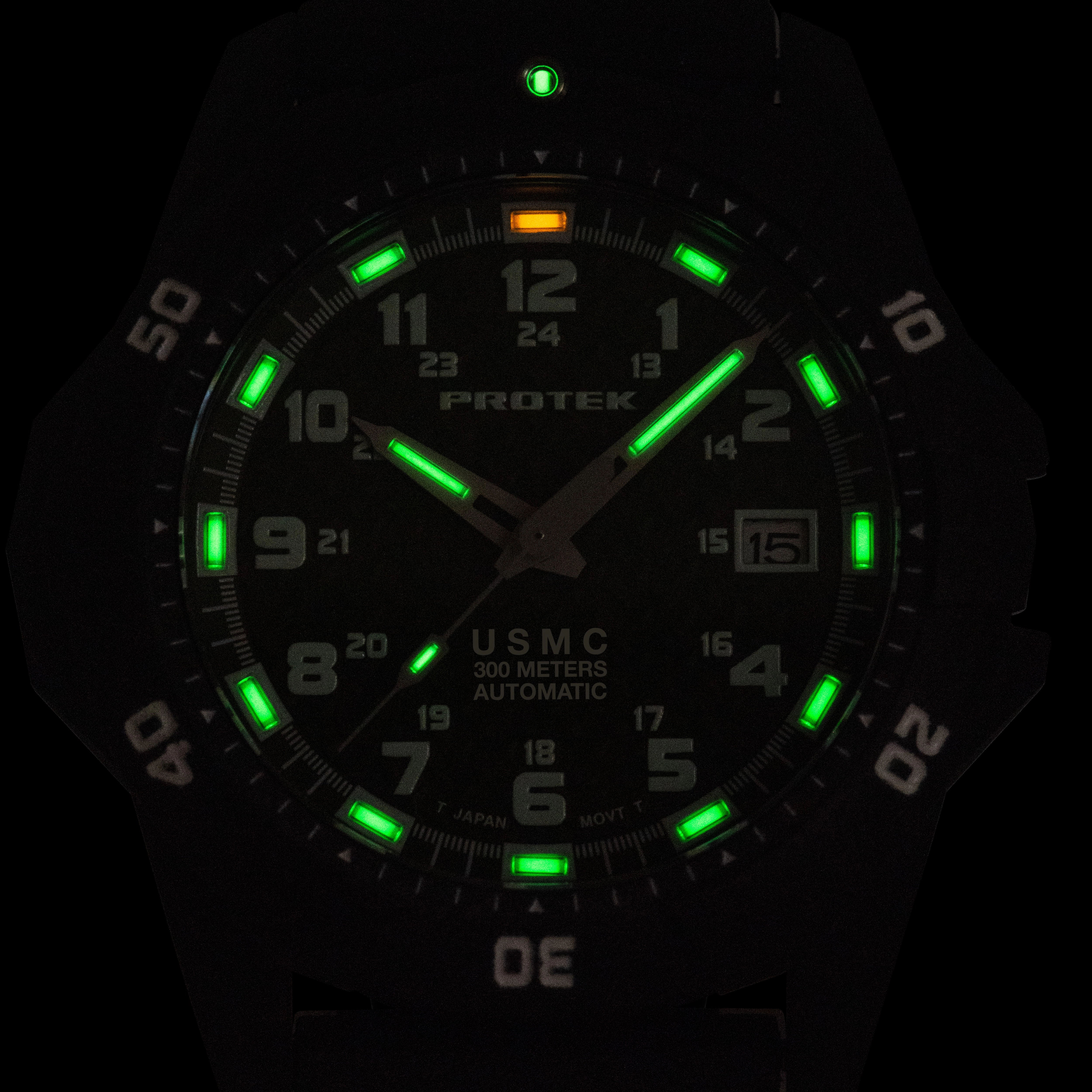 ProTek Men's Watch - USMC Series Automatic Black Dial Genuine Rubber Strap | 1211