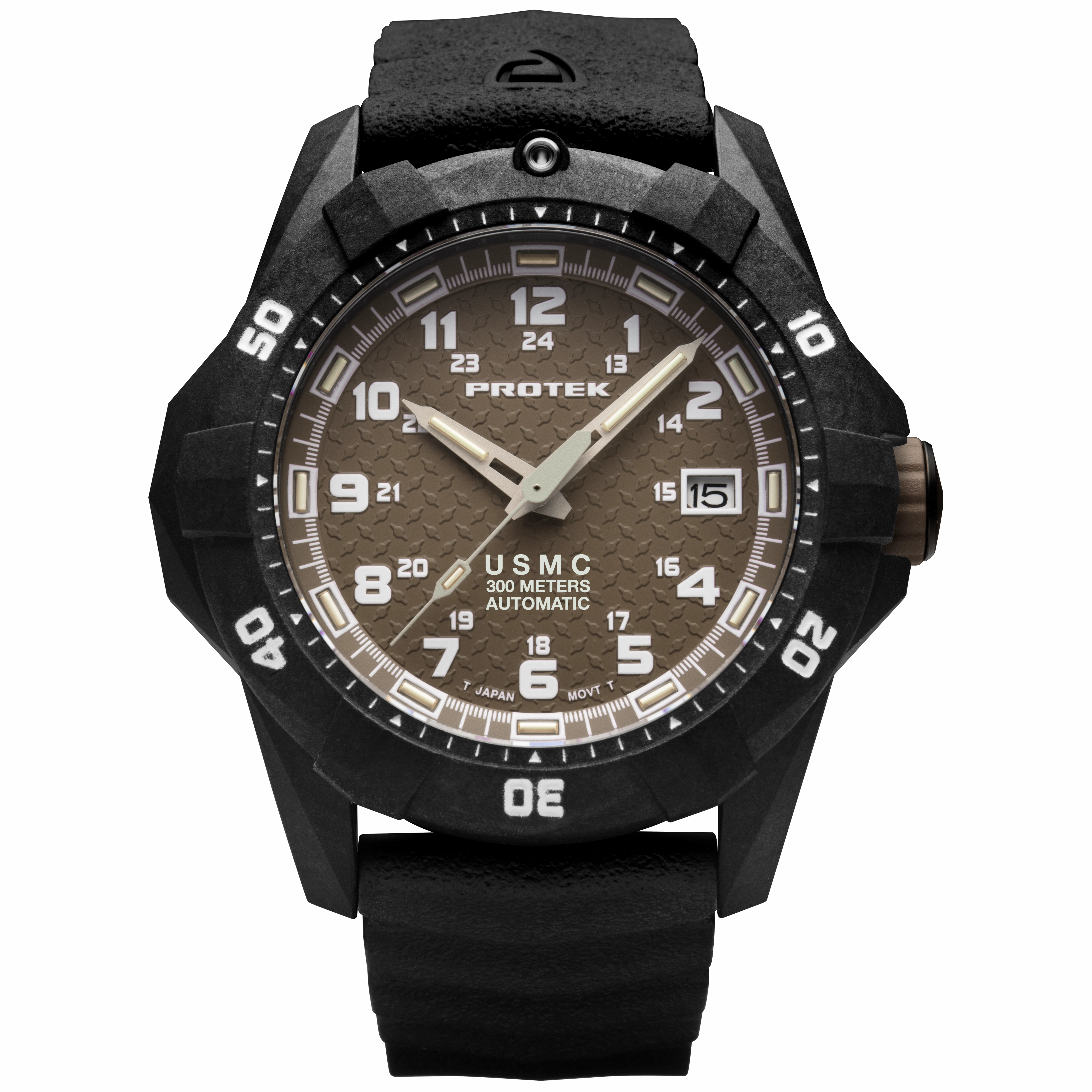 ProTek Men's Watch - USMC Series Automatic Brown Dial Genuine Rubber Strap | 1216
