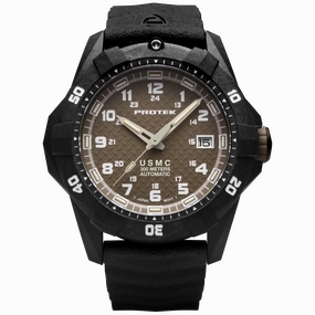 ProTek Men's Watch - USMC Series Automatic Brown Dial Genuine Rubber Strap | 1216