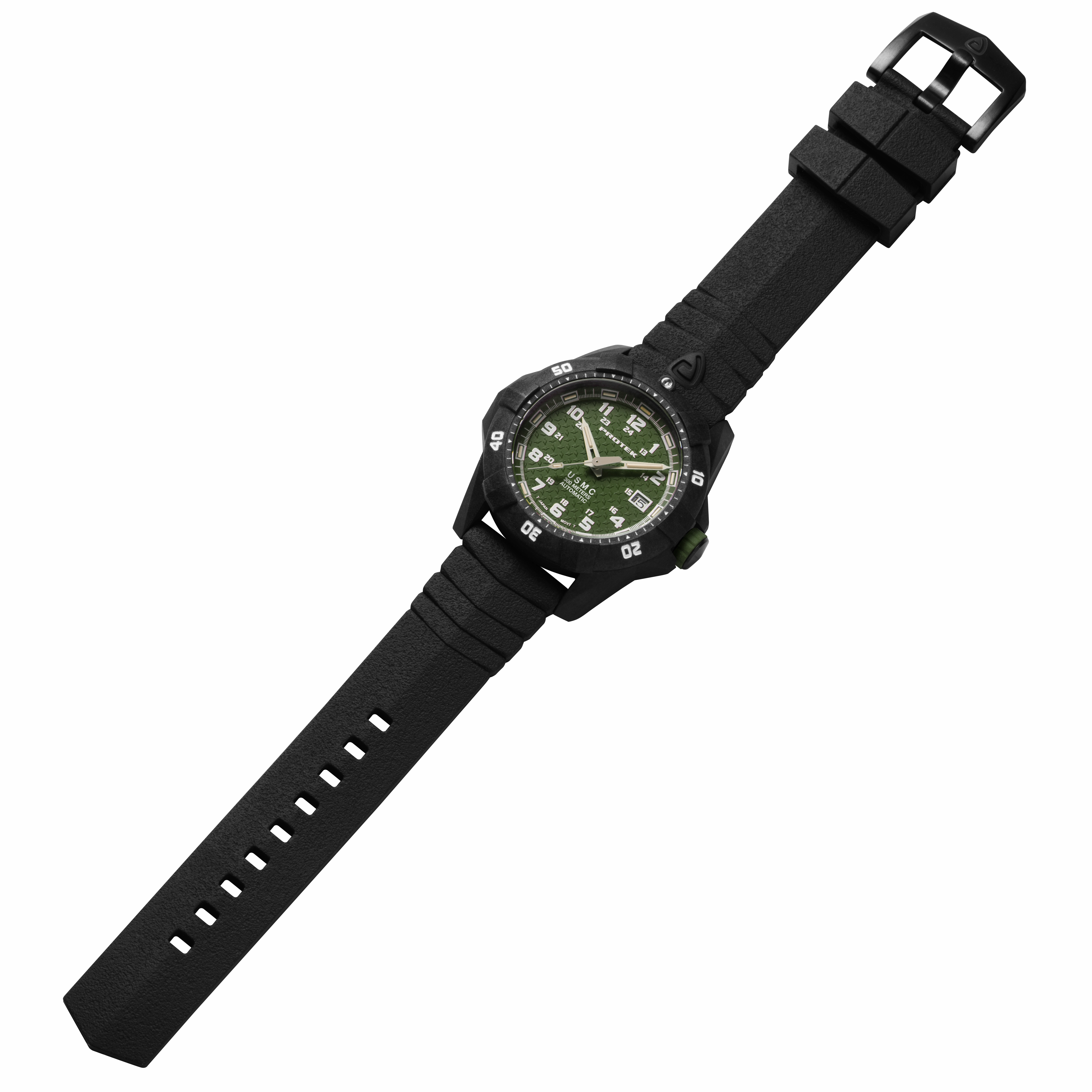 ProTek Men's Watch - USMC Series Automatic Green Dial Genuine Rubber Strap | 1215