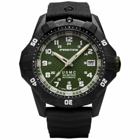 ProTek Men's Watch - USMC Series Automatic Green Dial Genuine Rubber Strap | 1215