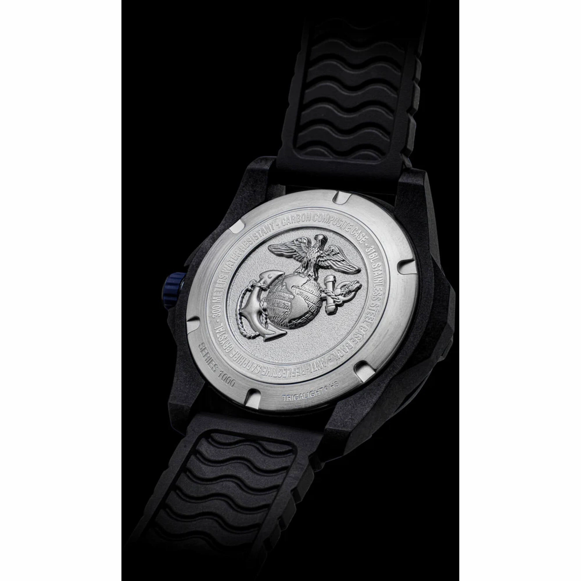 ProTek Men's Watch - USMC Series Quartz Black and Blue Dial Rubber Strap Dive | 1013