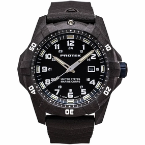 ProTek Men's Watch - USMC Series Quartz Black and Blue Dial Rubber Strap Dive | 1013