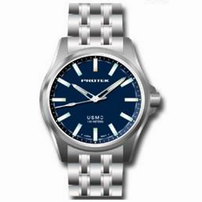 Protek Men's Watch - USMC Series Quartz Dark Blue Dial Titanium Bracelet | 3103BR