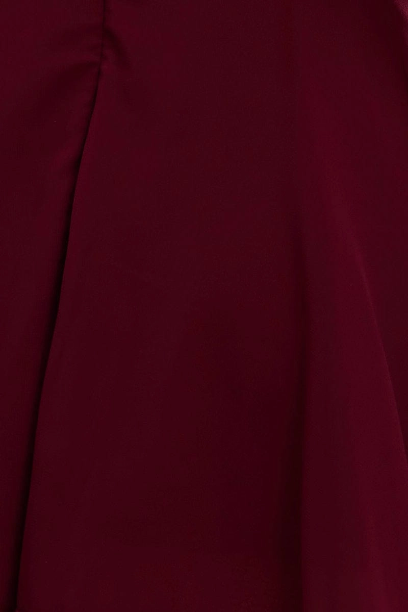Red Mini Dress Ruffle Detail Chiffon