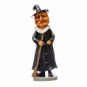 Resin Pumpkin Witch Holding Broom