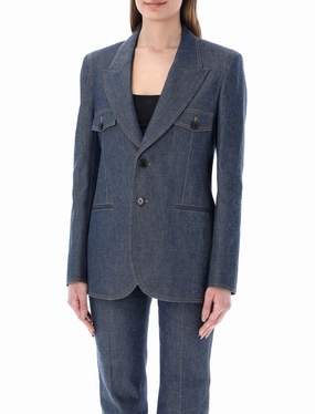 Saint Laurent Long-Sleeved Denim Blazer