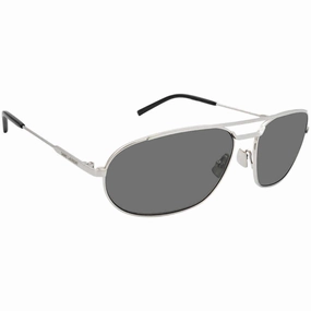 Saint Laurent Men's Sunglasses - Silver Metal Oval Shape Frame Grey Lens | SL561 002