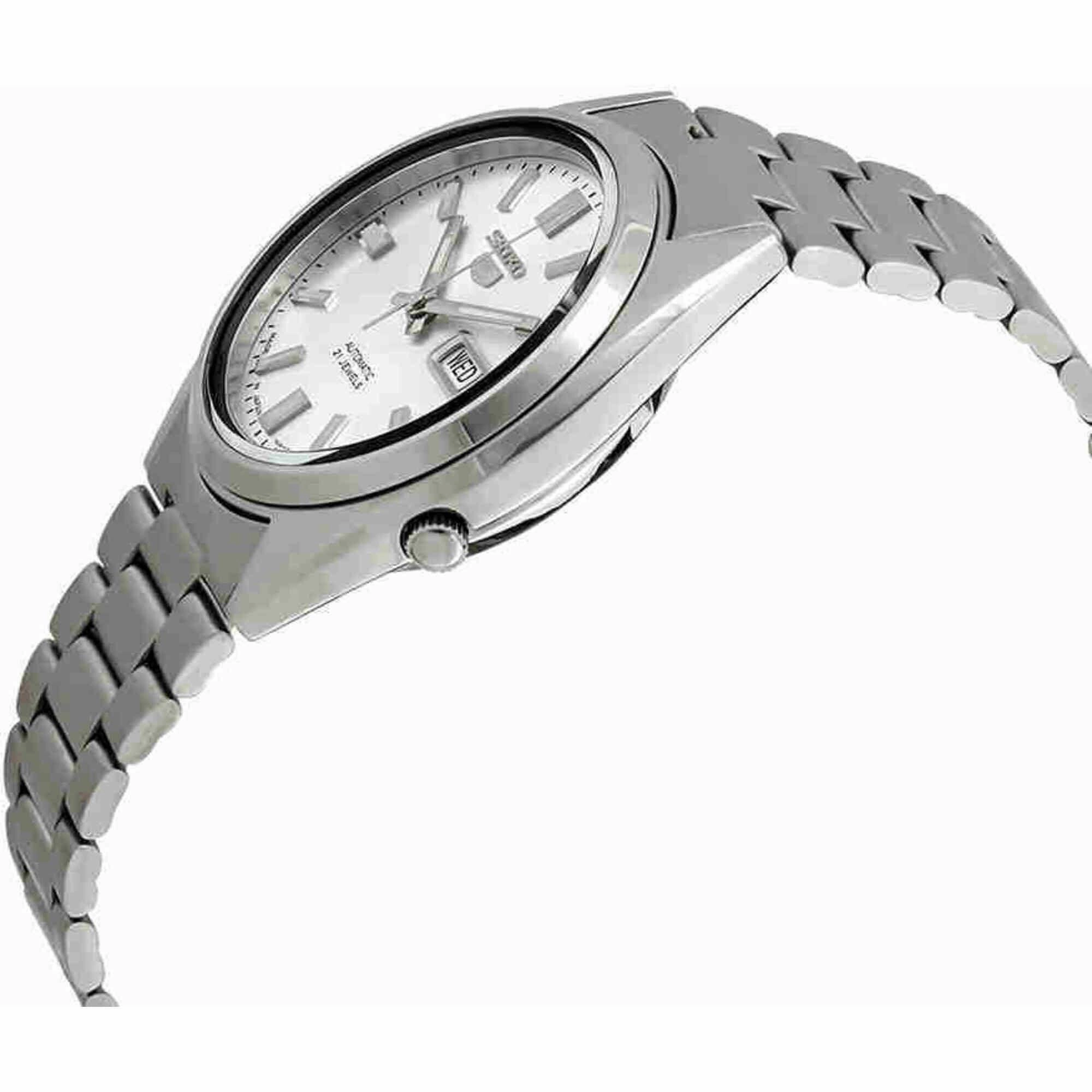 Seiko 5 Men's 21 Jewel Automatic Watch - Silver Dial Steel Bracelet | SNXS73J1