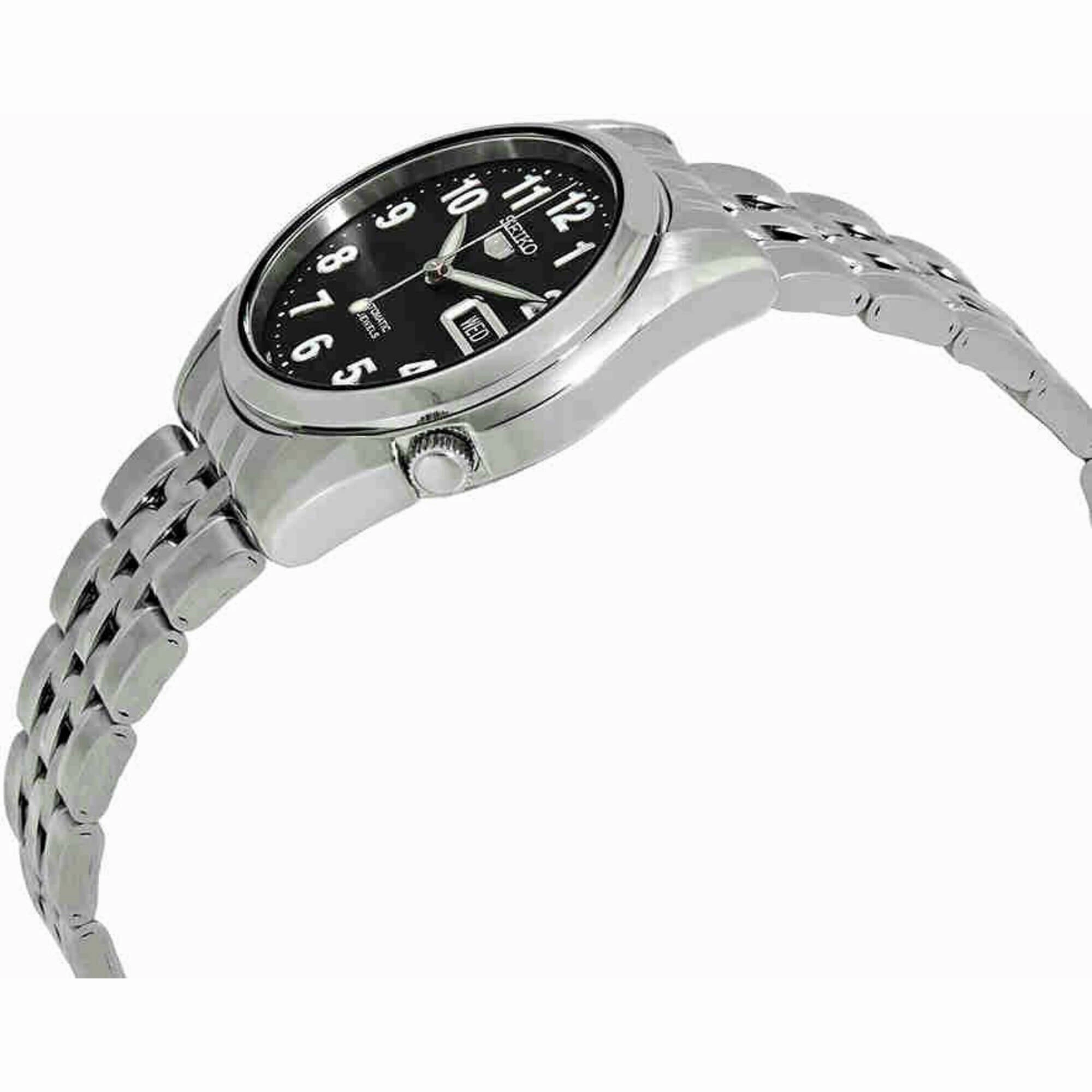 Seiko Men's Watch - Seiko 5 Automatic Black Dial Stainless Steel Bracelet | SNK381