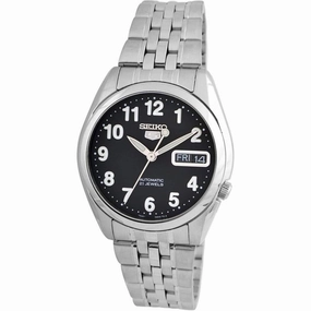 Seiko Men's Watch - Seiko 5 Automatic Black Dial Stainless Steel Bracelet | SNK381