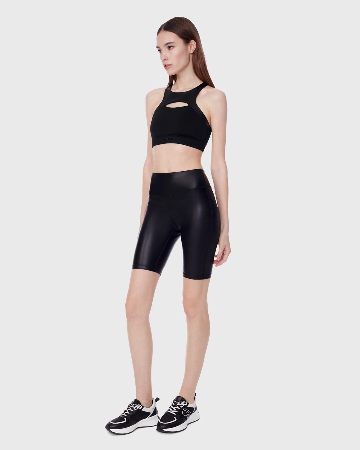 SELA WOMEN'S STRETCH VEGAN LEATHER BIKE SHORTS