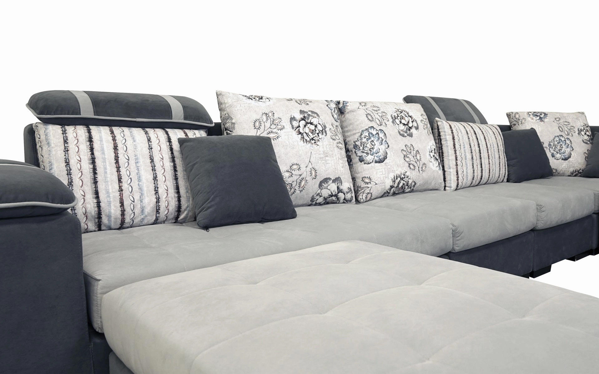 Selena Grey & Dark Grey Modular Tufted Sectional