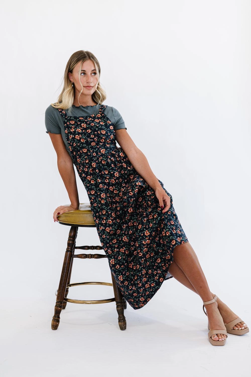 Shay Overall Dress | Floral Navy