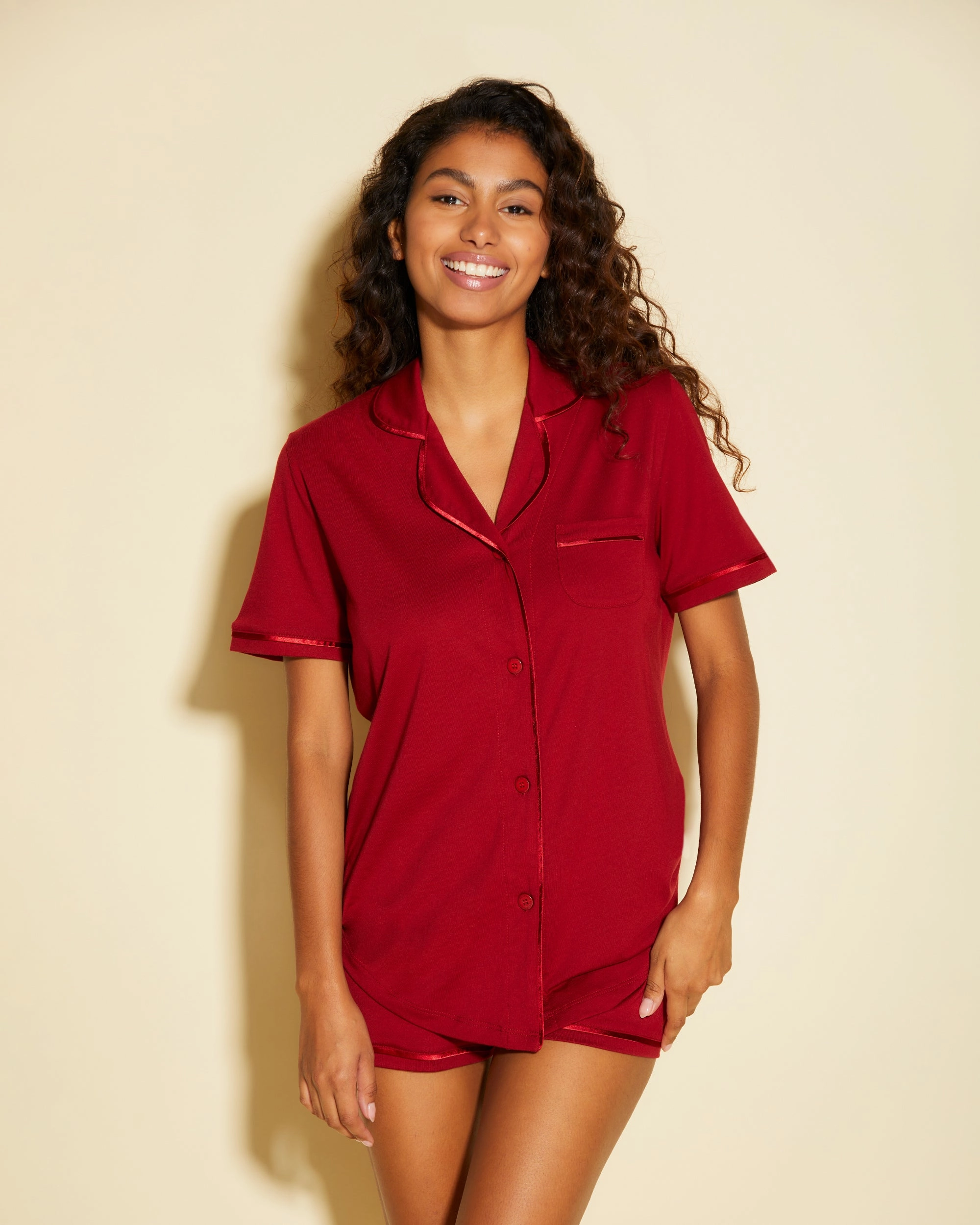 Short Sleeve Top & Boxer Pajama Set