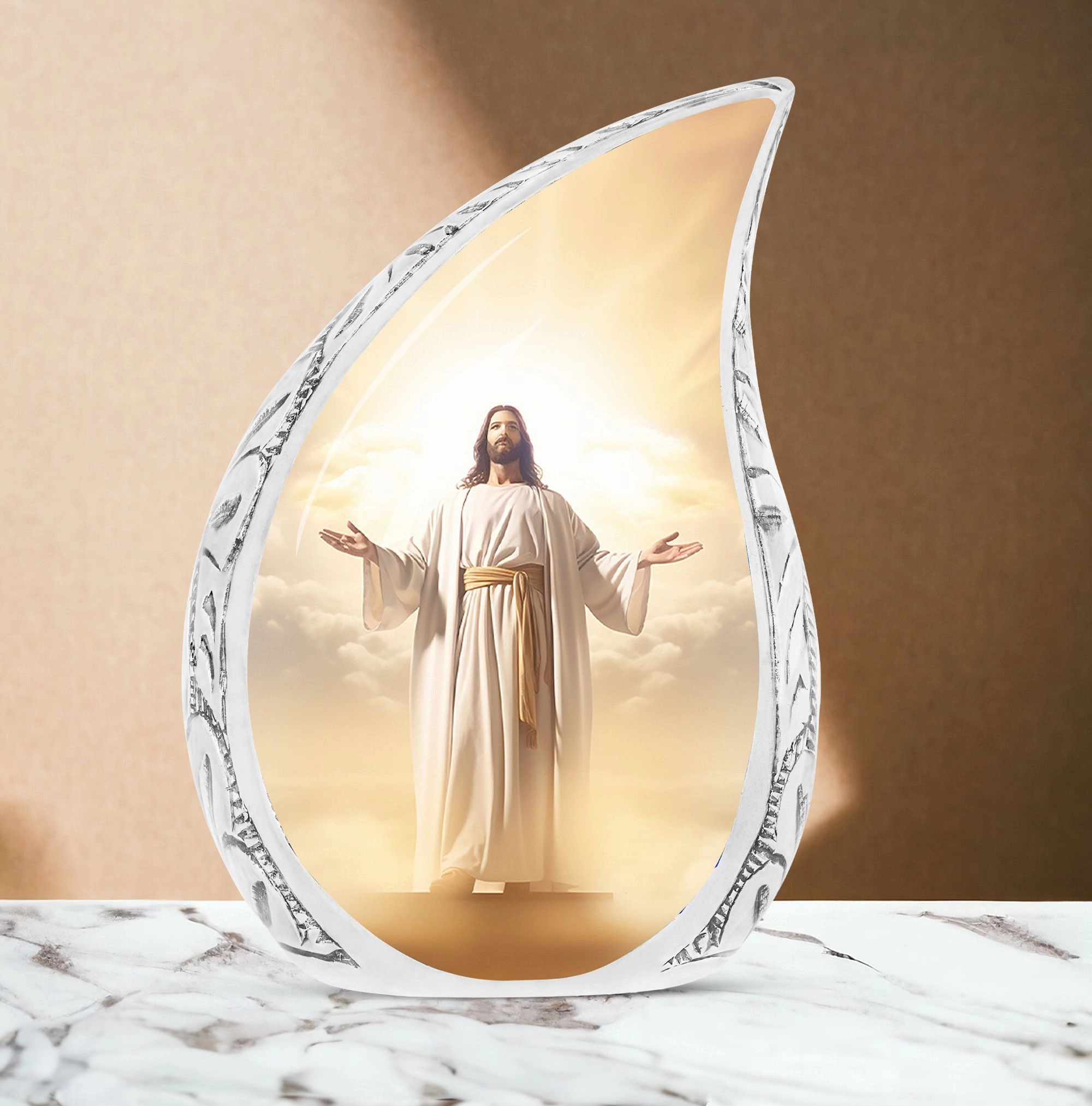 Soul's Refuge -Jesus Christ With Holy Cross Memorial Urn