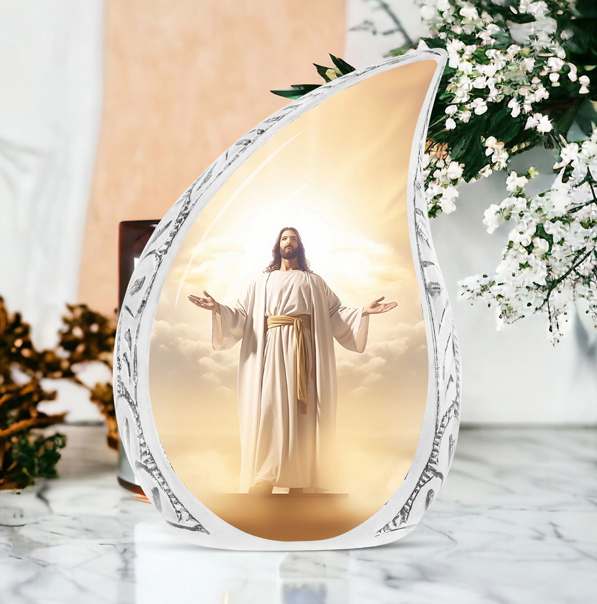Soul's Refuge -Jesus Christ With Holy Cross Memorial Urn