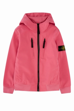 Stone Island Junior Logo Patch Zip-Up Hooded Jacket