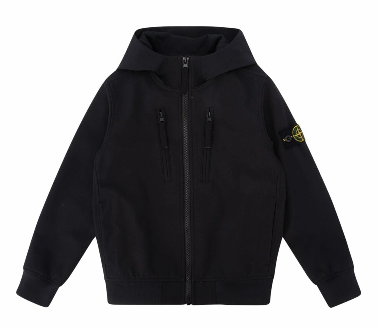 Stone Island Junior Logo Patch Zip-Up Hooded Jacket