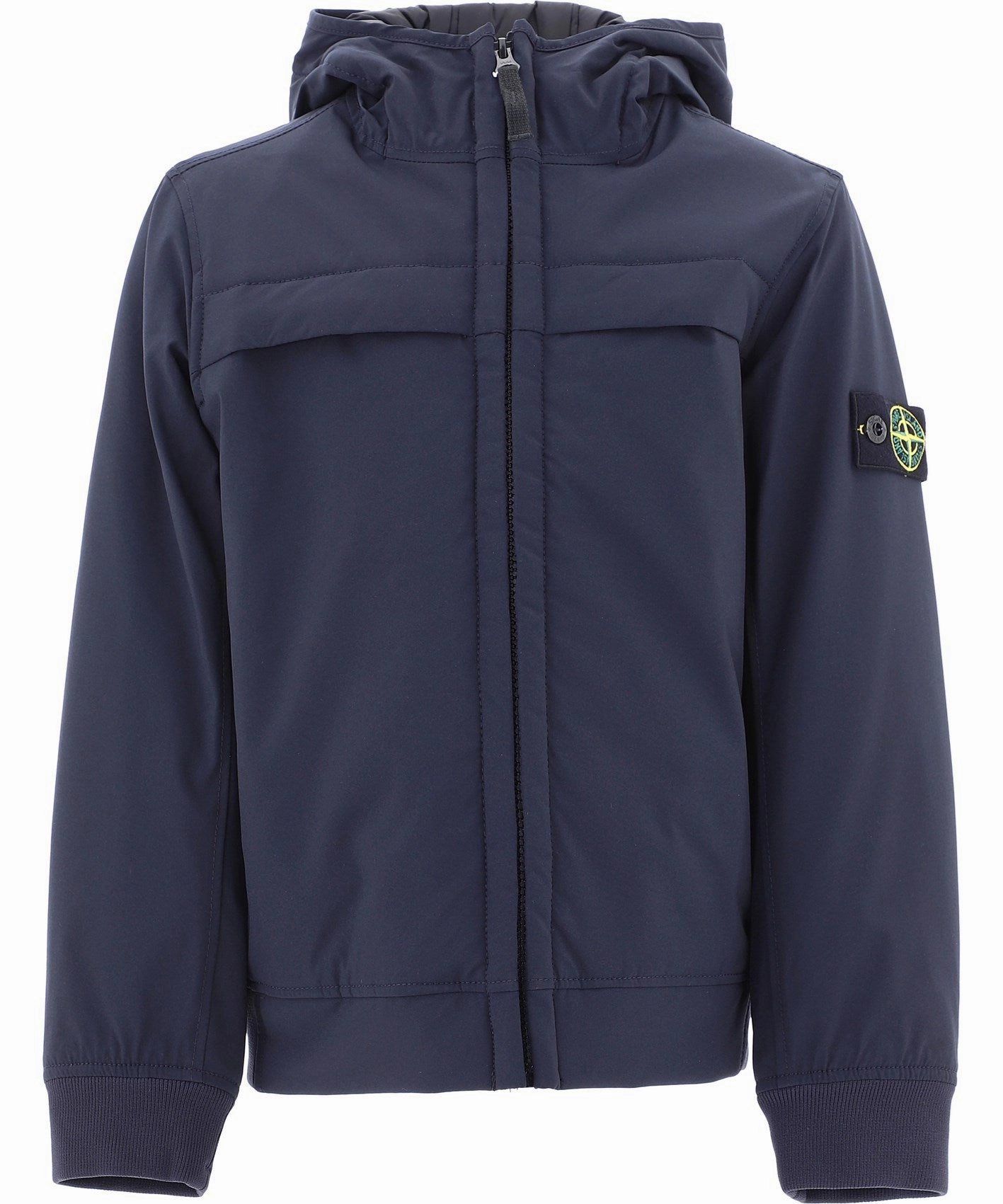 Stone Island Junior Logo Patch Zip-Up Hooded Jacket
