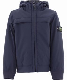 Stone Island Junior Logo Patch Zip-Up Hooded Jacket