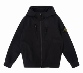 Stone Island Junior Logo Patch Zip-Up Hooded Jacket