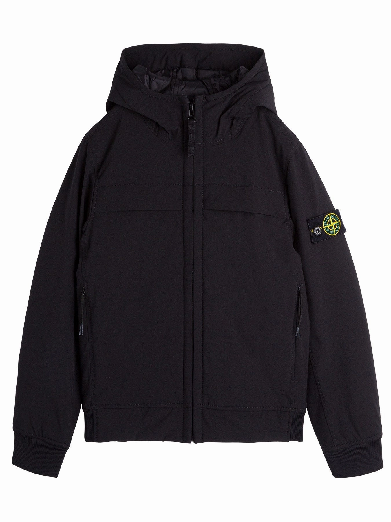 Stone Island Junior Logo Patch Zip-Up Hooded Jacket