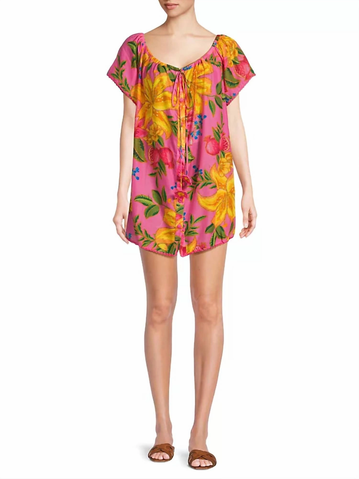 Summer Fruit Mini Dress In Pink