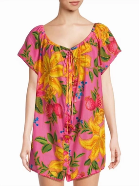 Summer Fruit Mini Dress In Pink