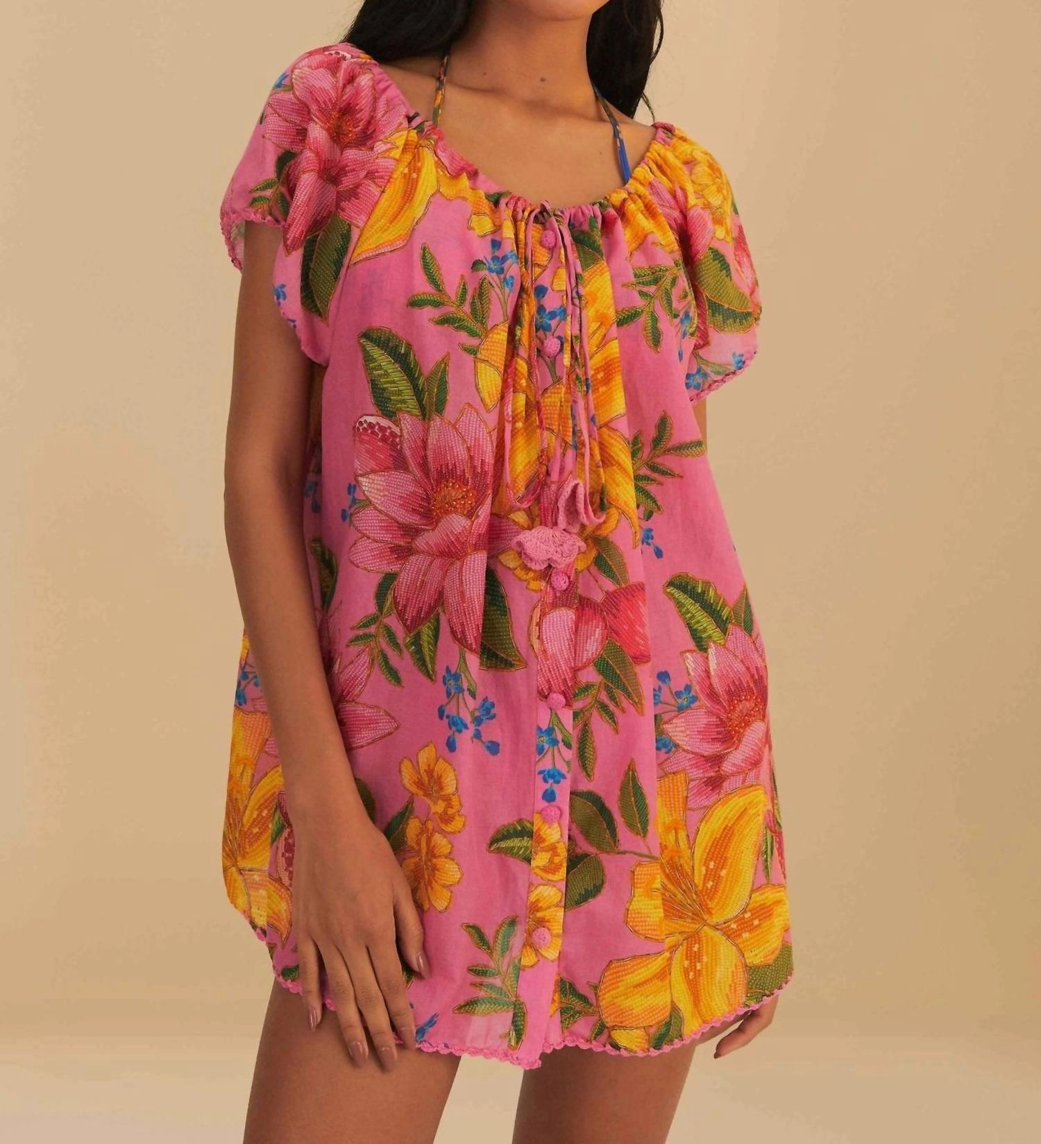 Summer Fruit Mini Dress In Pink