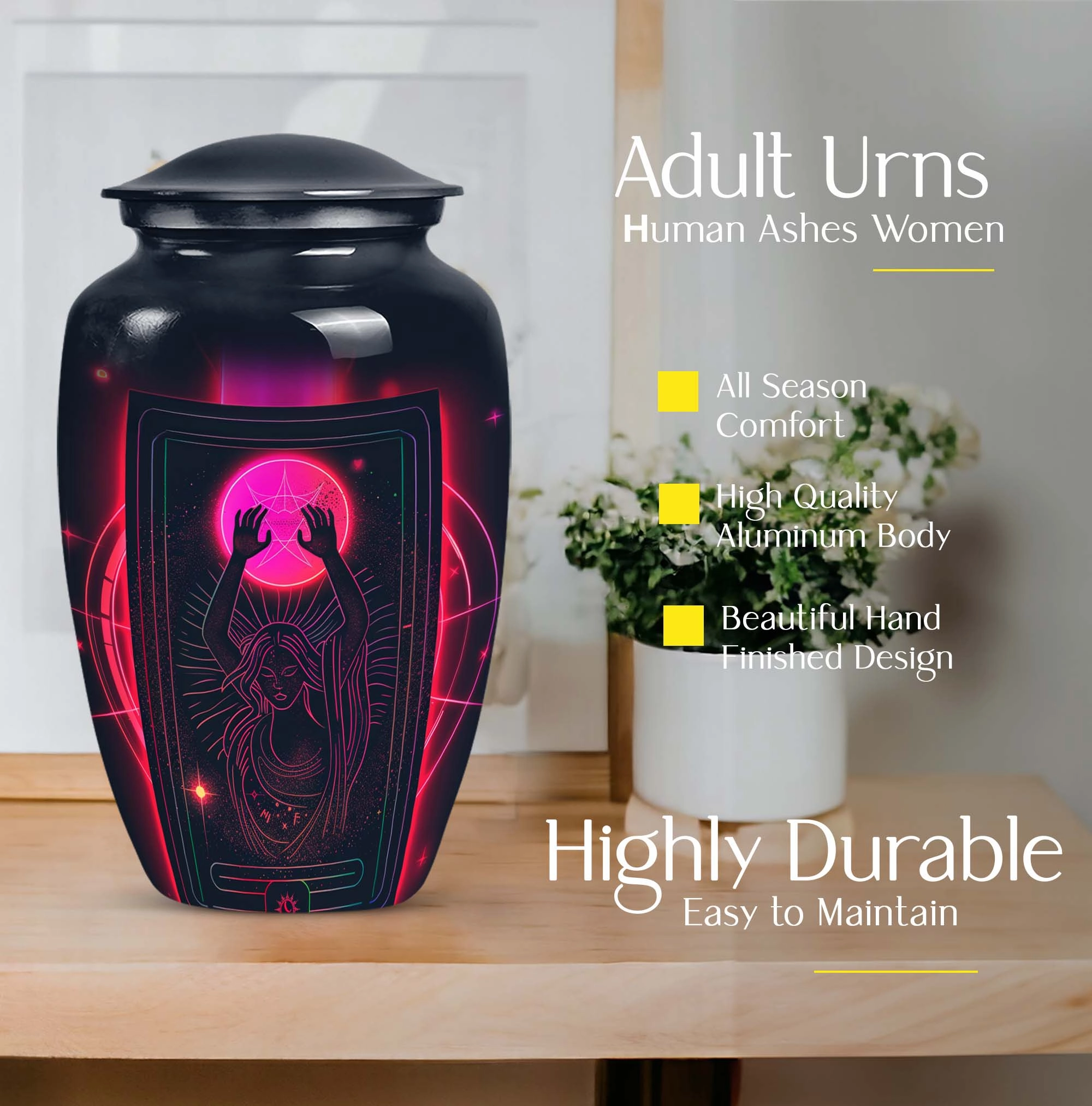 Tarot Urn Solace: Unique Abstract Cremation Solution for Adults