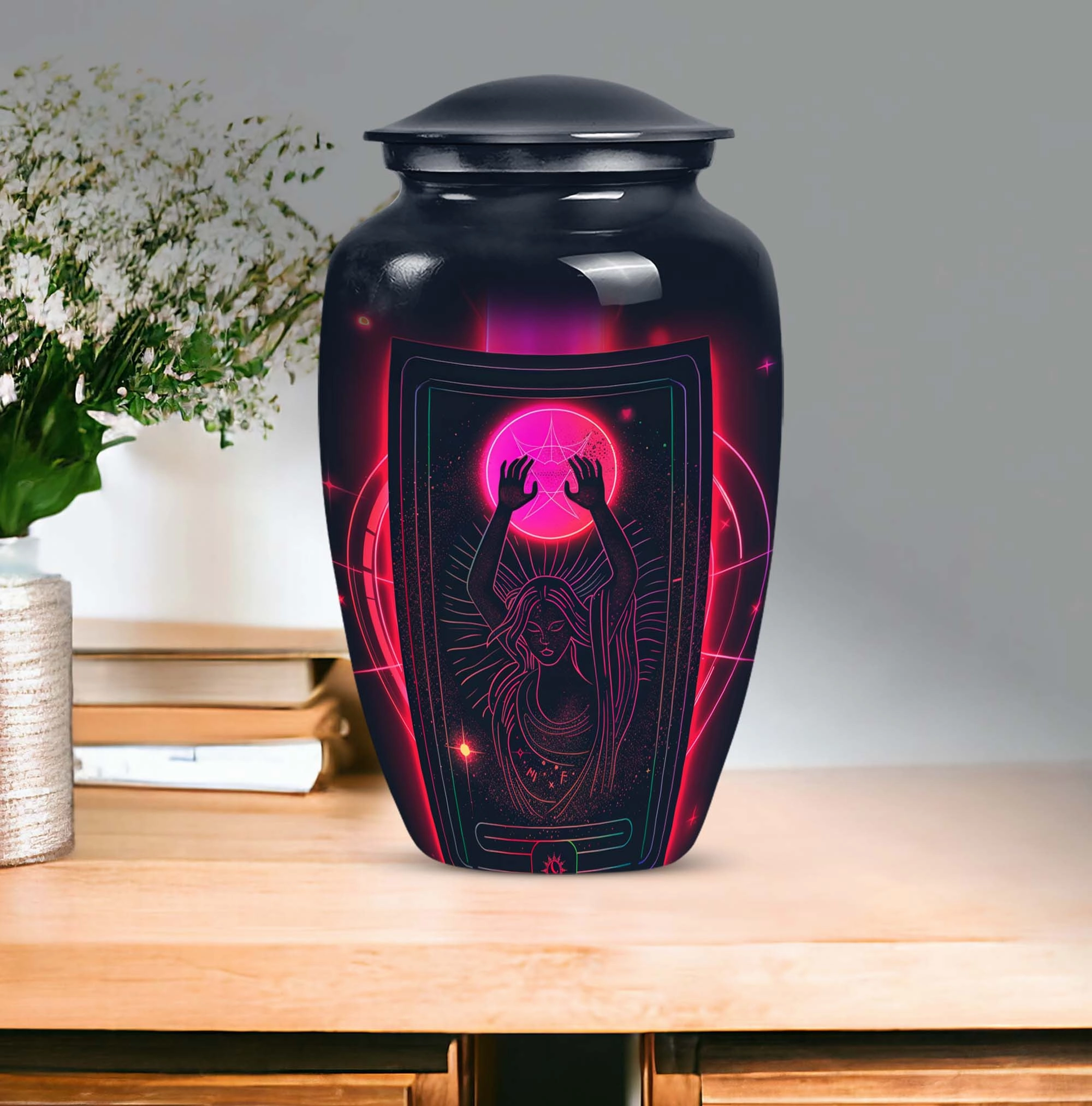 Tarot Urn Solace: Unique Abstract Cremation Solution for Adults