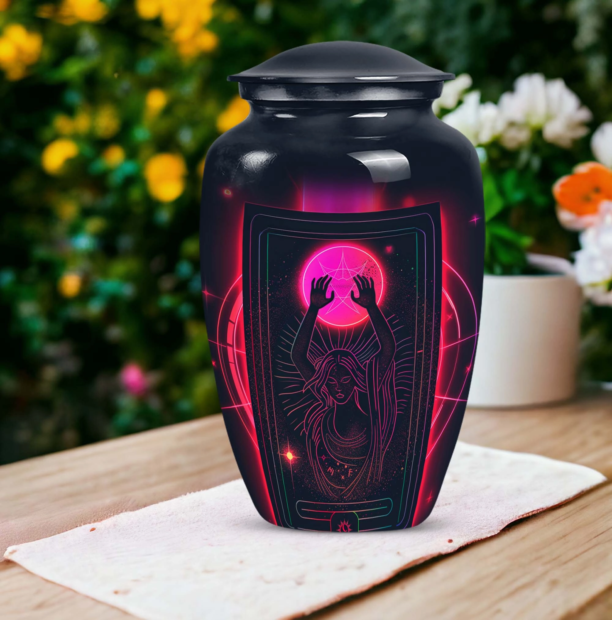 Tarot Urn Solace: Unique Abstract Cremation Solution for Adults