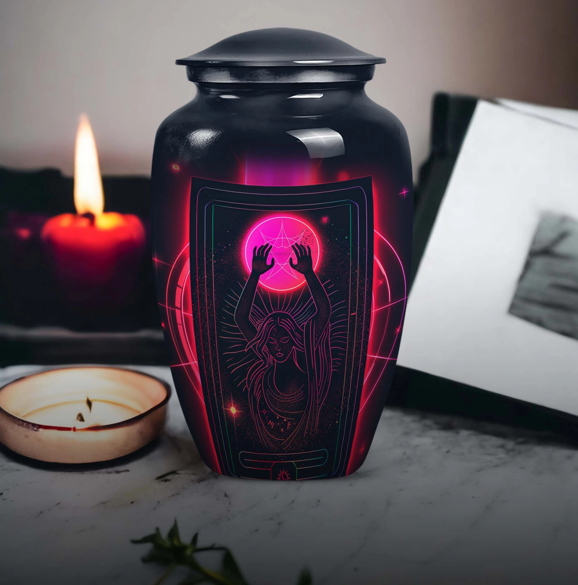 Tarot Urn Solace: Unique Abstract Cremation Solution for Adults