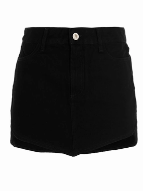 The Attico Curved-Hem Denim Mini Skirt