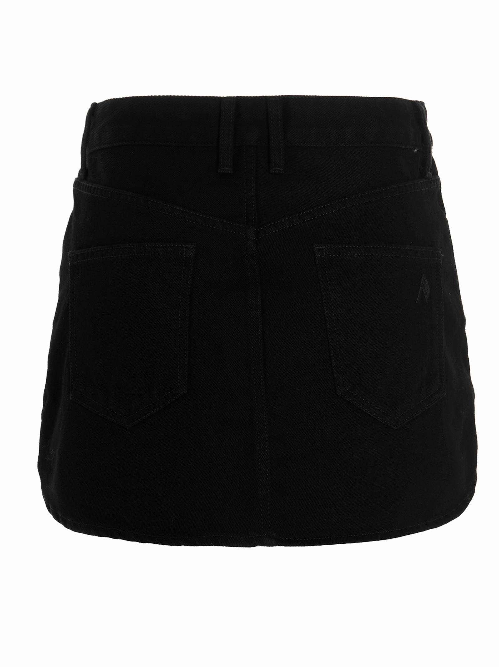 The Attico Curved-Hem Denim Mini Skirt