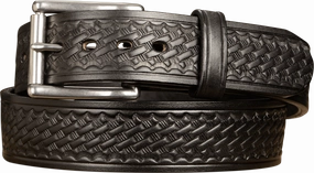 The Eastwood: Men's Black Basket Weave Leather Belt Max Thick 1.75" Extra Wide