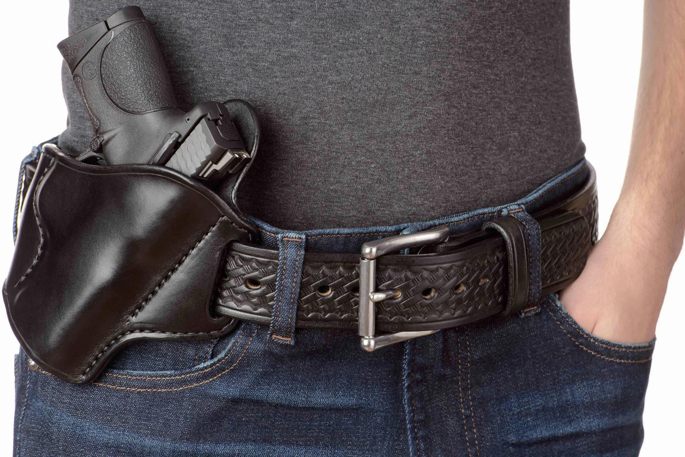 The Eastwood: Men's Black Basket Weave Leather Belt Max Thick 1.75" Extra Wide