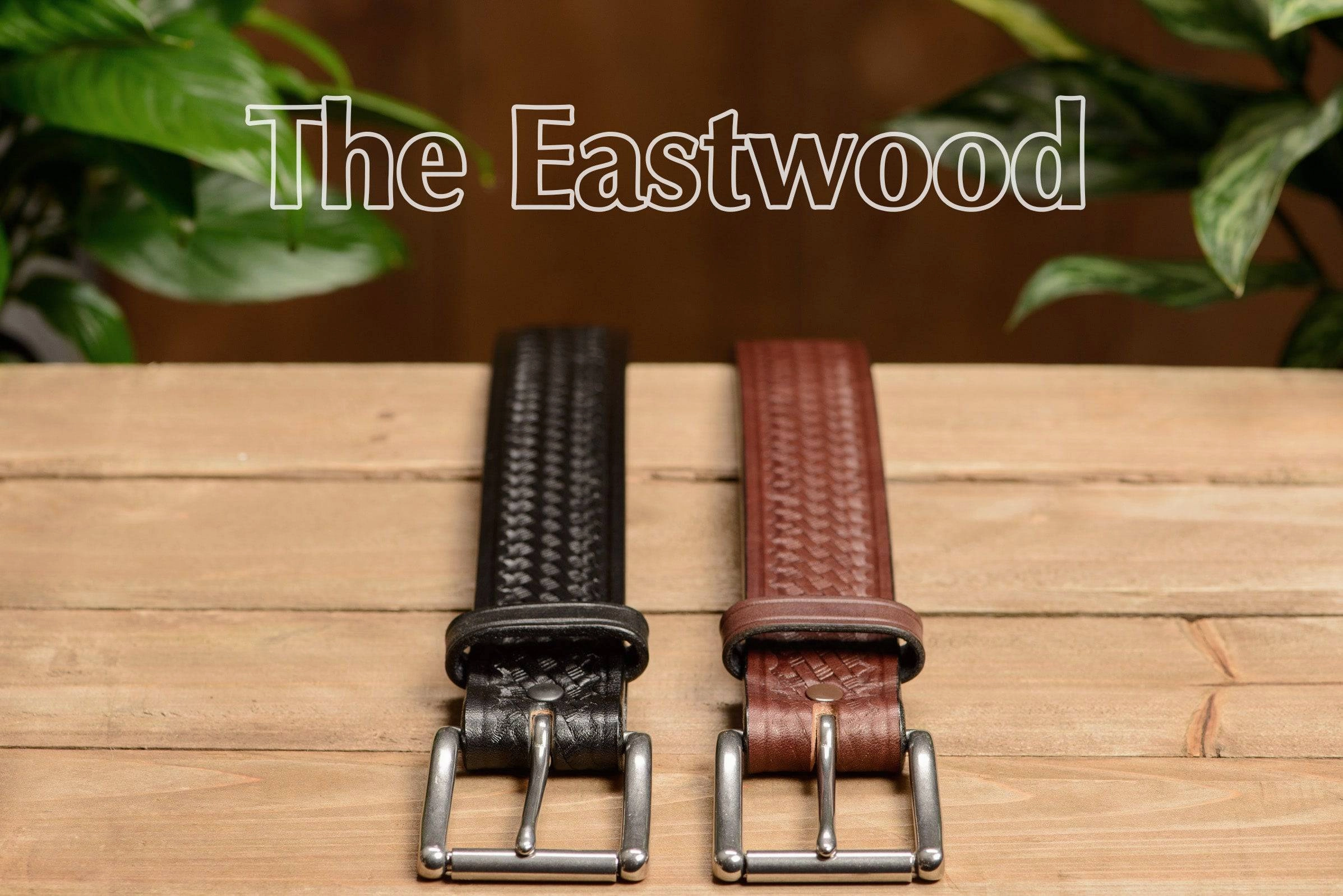 The Eastwood: Men's Black Basket Weave Leather Belt Max Thick 1.75" Extra Wide