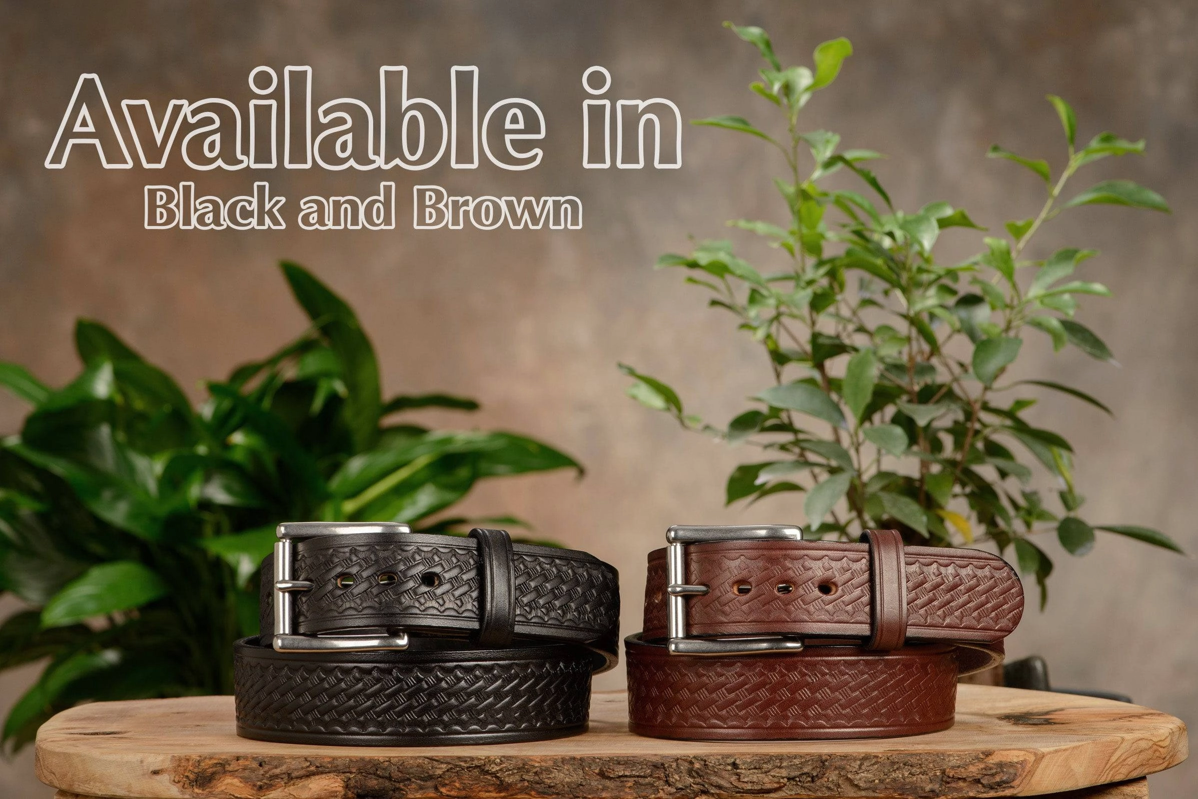 The Eastwood: Men's Black Basket Weave Leather Belt Max Thick 1.75" Extra Wide