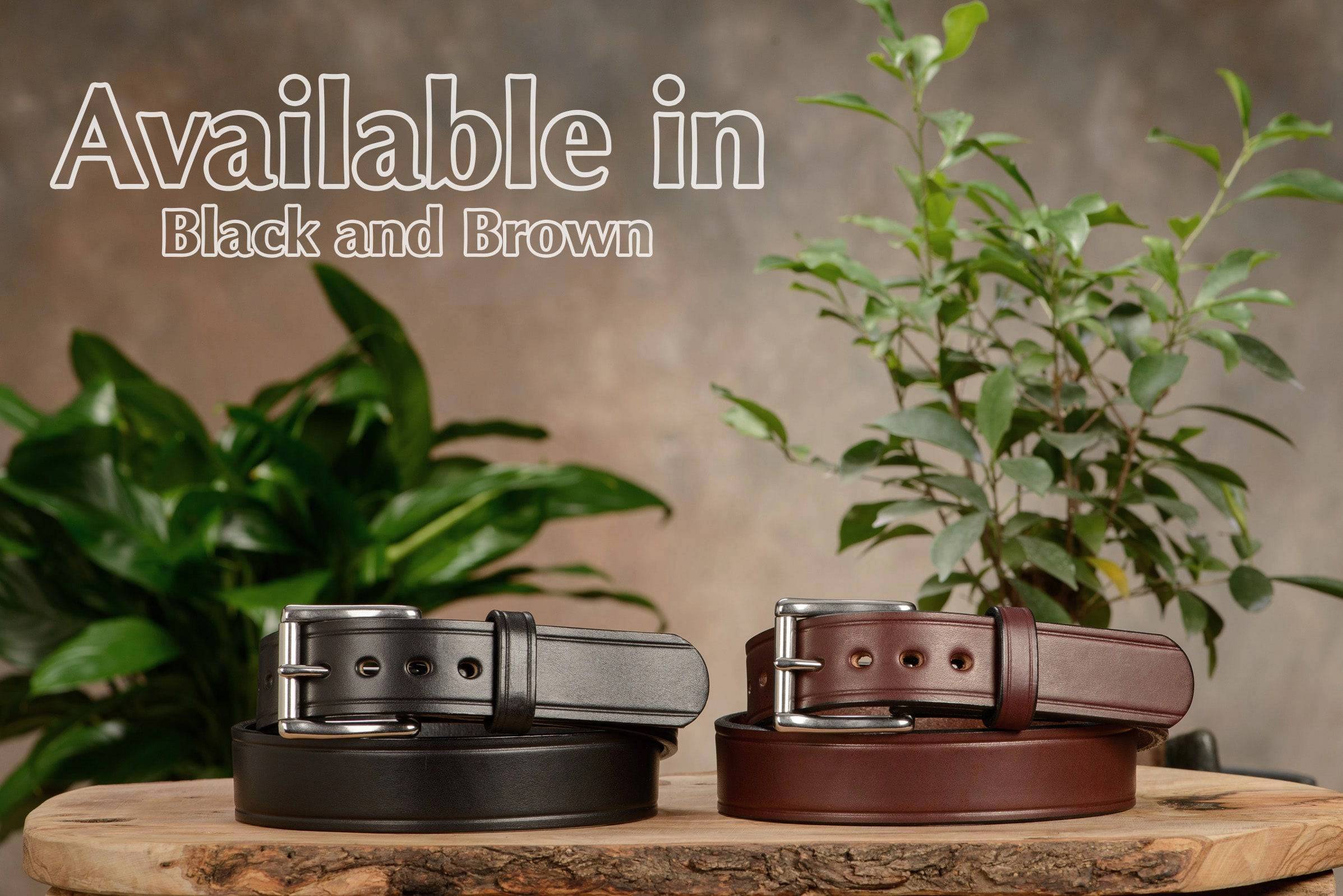 The Eastwood: Men's Black Creased Accent Leather Belt Max Thick 1.50"